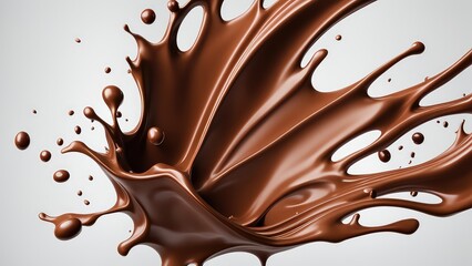 Splashes of chocolate milk on a white background