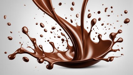 Splashes of chocolate milk on a white background