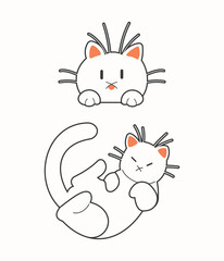 Cute cat vector icon art. simple cartoon doodle