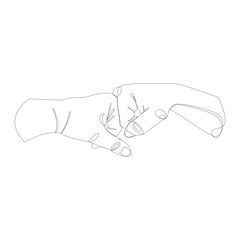 People banging their fists against each other.Line art, concept for wall art, logo, card, banner. Vector illustration isolated on white background