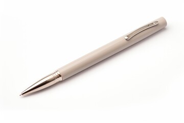 Close-up wooden pen on white background