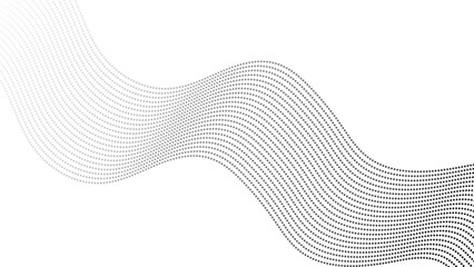 Halftone flowing wavy gradient dots shape isolated on transparent background. Technology abstract dots lines on white background. Technology curve dots lines. Digital future technology concept, 