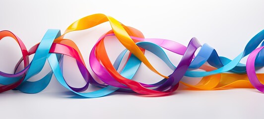A lively assortment of ribbons, shapes, streaks, waves, curves, and swirls bursting with color and movement.
