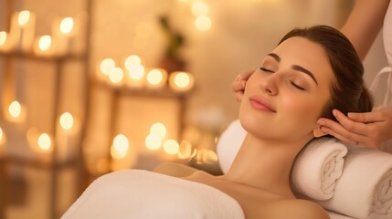 Obraz na płótnie Canvas Rejuvenating Massage Experience, Young Woman in Spa Salon