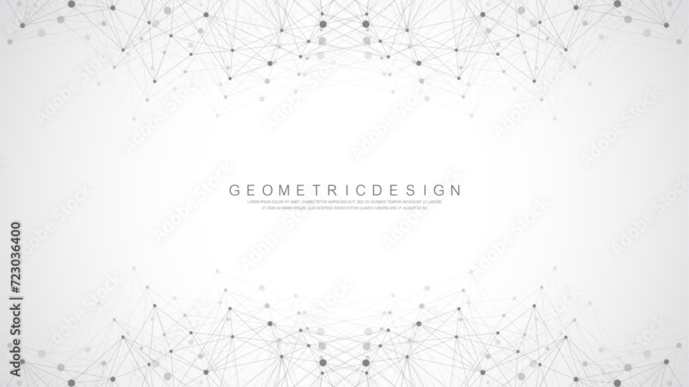 Aufkleber Global network connection banner design template. Header social network communication in the global business concept. Big data visualization. Internet technology