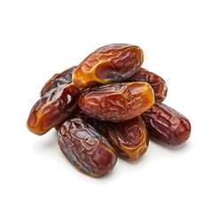 Pile of gresh organic medjool dates isolated on white background, Islamic ramadan islam iftar food for breaking fast sunnah