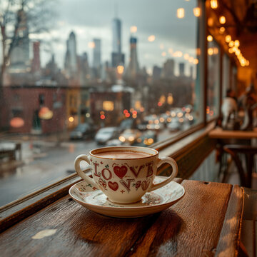 A cup of coffee in a cozy environment.