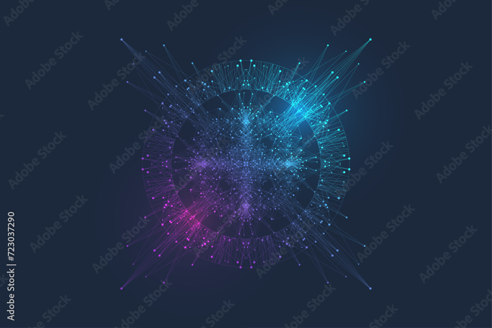 Poster AI Generative Banner Concept In The Digital Style. Generative Ideas Design Element For Internet Technology. Futuristic Technology Concept Artificial Intelligence.