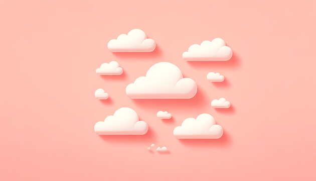 Sfondo rosa con nuvolette 3D bianche