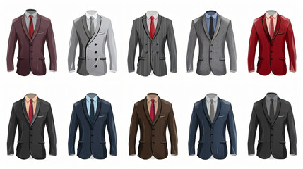 set of suits and ties - obrazy, fototapety, plakaty
