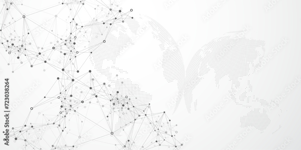 Poster Global network connection banner design template. Header social network communication in the global business concept. Big data visualization. Internet technology