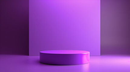 A Purple cylinder pedestal podium display, empty room background