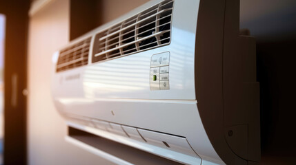 Close - up photo of a wall mounted air conditioner