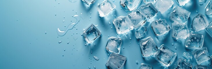 A background showcasing ice cubes against a bluish backdrop, capturing the essence of frozen water.