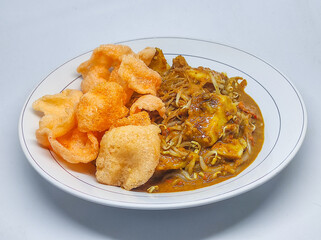 Ketoprak, white, cooking, asian, plate, vegetable, dinner, meal, cuisine, gourmet, lunch, dish, sauce, rhombus, street food, onions, traditional food, jakarta, tofu, crackers, traditional, vermicelli