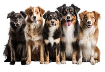 Group of dogs isolated on transparent or white background