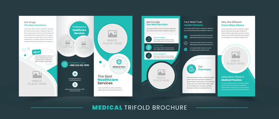Medical Trifold Brochure Design Layout | Colorful template design | Easy to edit | Print-ready format	 - obrazy, fototapety, plakaty