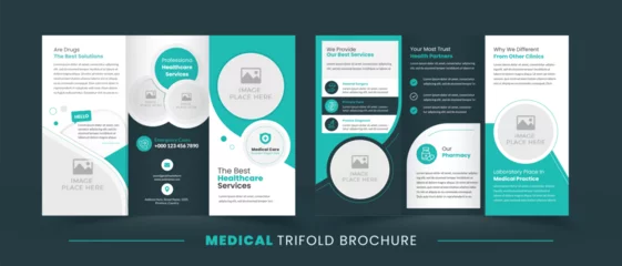 Fotobehang Medical Trifold Brochure Design Layout   Colorful template design   Easy to edit   Print-ready format  © Orbit