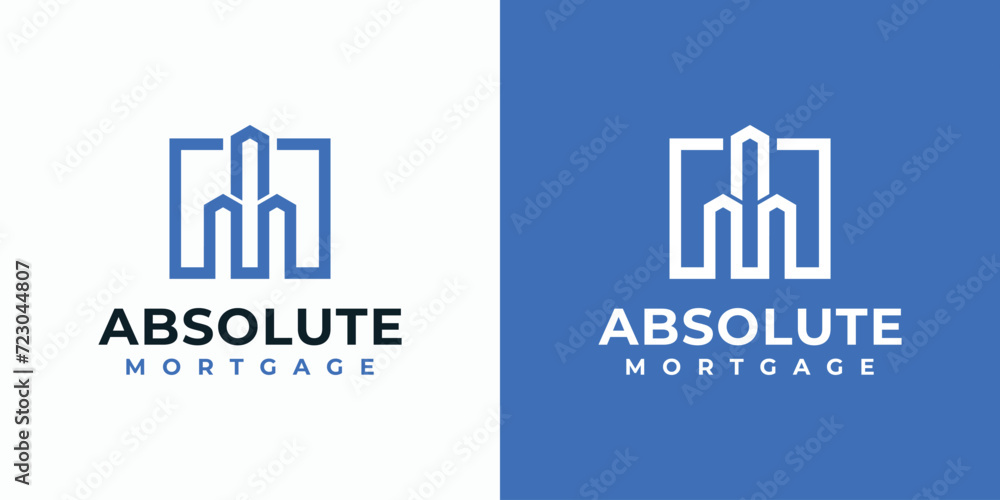 Poster letter a m initials vector logo design in abstract simple building outline shape.