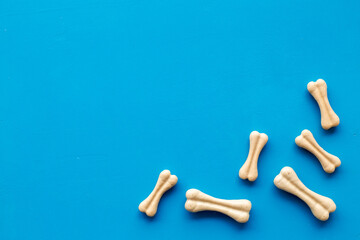 Dog chew bones for cleaning teeth and treats, top view