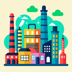 Obraz premium Industrial factory vector graphic industry production 