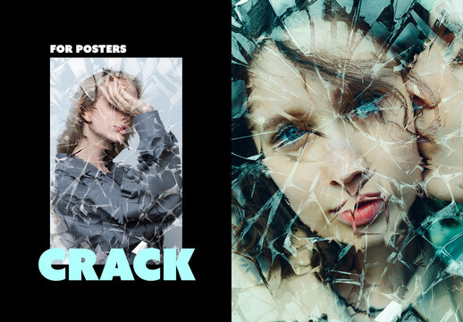 Cracked Glass Poster Photo Effect Mockup