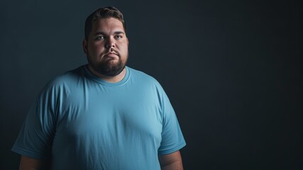 Overweight man feeling sad about his physical condition