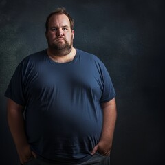 Overweight man feeling sad about his physical condition