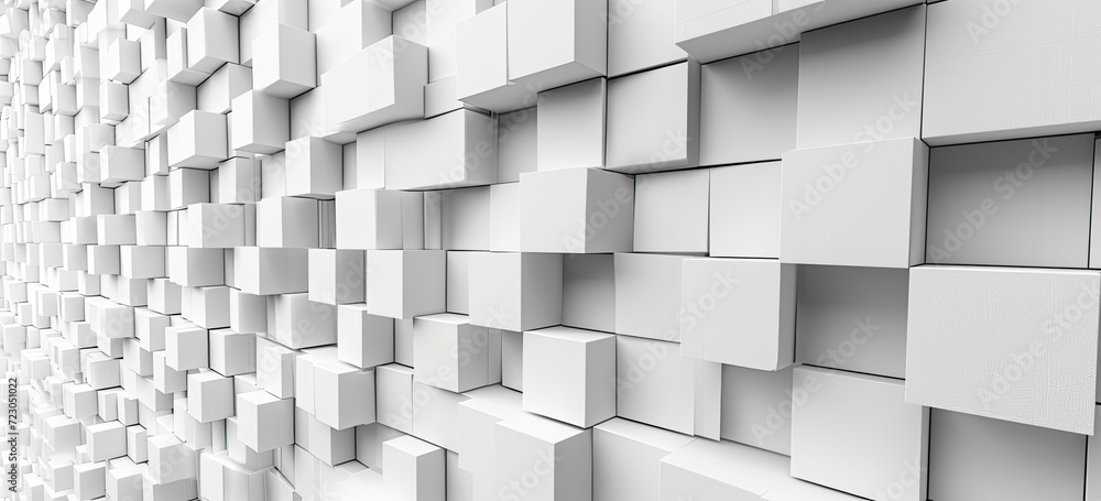 Aufkleber a background filled with randomly shifted white cube boxes, creating a dynamic and modern aesthetic.