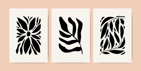 Abstract floral posters set