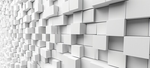 A background filled with randomly shifted white cube boxes, creating a dynamic and modern aesthetic.