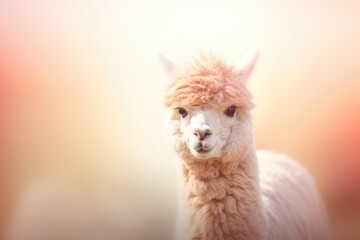 A detailed shot capturing the face of a llama with a blurred background.