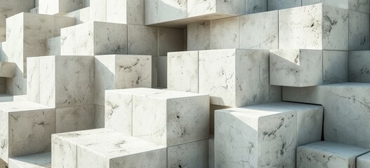 A background filled with randomly shifted white cube boxes, creating a dynamic and modern aesthetic.