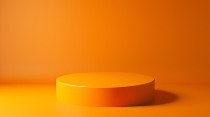 Bright orange colour minimal concept cylinder pedestal or podium for product showcase display on...