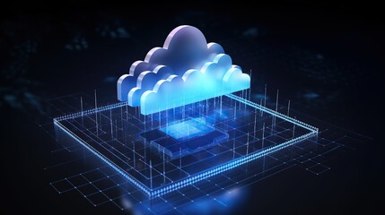 cloud hologram, data storage. Smart digital transformation concept .global trend technology in the new information era.