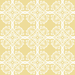 Classic seamless pattern. Damask orient yellow and white ornament. Classic vintage background. Orient pattern for fabric, wallpapers and packaging