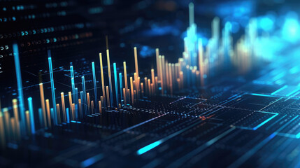 Image of blue economic graph and stock market data