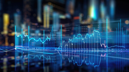 Image of blue economic graph and stock market data