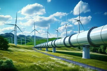 hydrogen pipeline of energy sector towards to ecology,carbon credit,Clean Energy,secure,carbon neutral,transformation,solar,power plant and energy sources balance to replace natural gas.