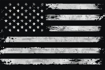 America Flag in a black and white grunge texture background. - obrazy, fototapety, plakaty