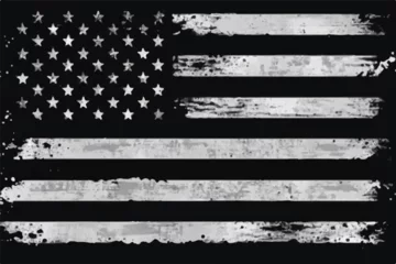 Fotobehang America Flag in a black and white grunge texture background. © Usama