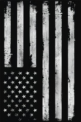 America Flag in a black and white grunge texture background.