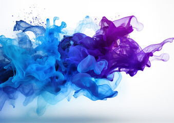 Abstract blue and purple smoke on white background
