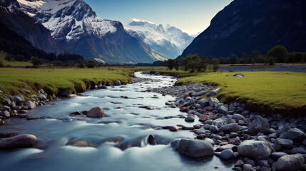A watercourse surrounded by mountain.
