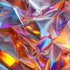 Abstract geometric crystal background with holographic texture, ai technology