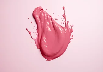 Fotobehang Pink paint splash on pastel pink background © Holly Berridge