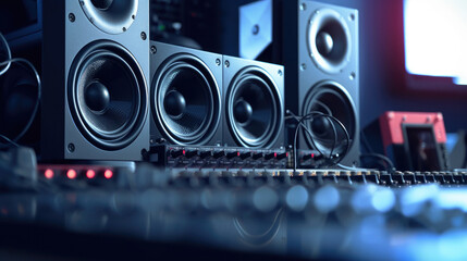 Close - up photo of speakers on a mixer