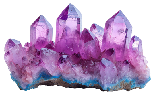 Purple crystal, polycrystal. An illustration of a magical, fantastic stone. Exhibits of the Geological Museum - Powered by Adobe