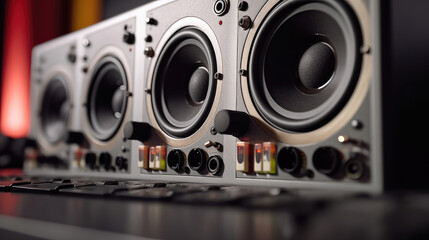 Close - up photo of speakers on a mixer