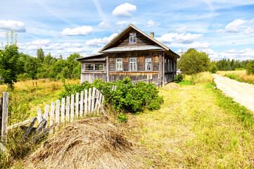 Old abandoned rural wooden house in russian village - 723056846